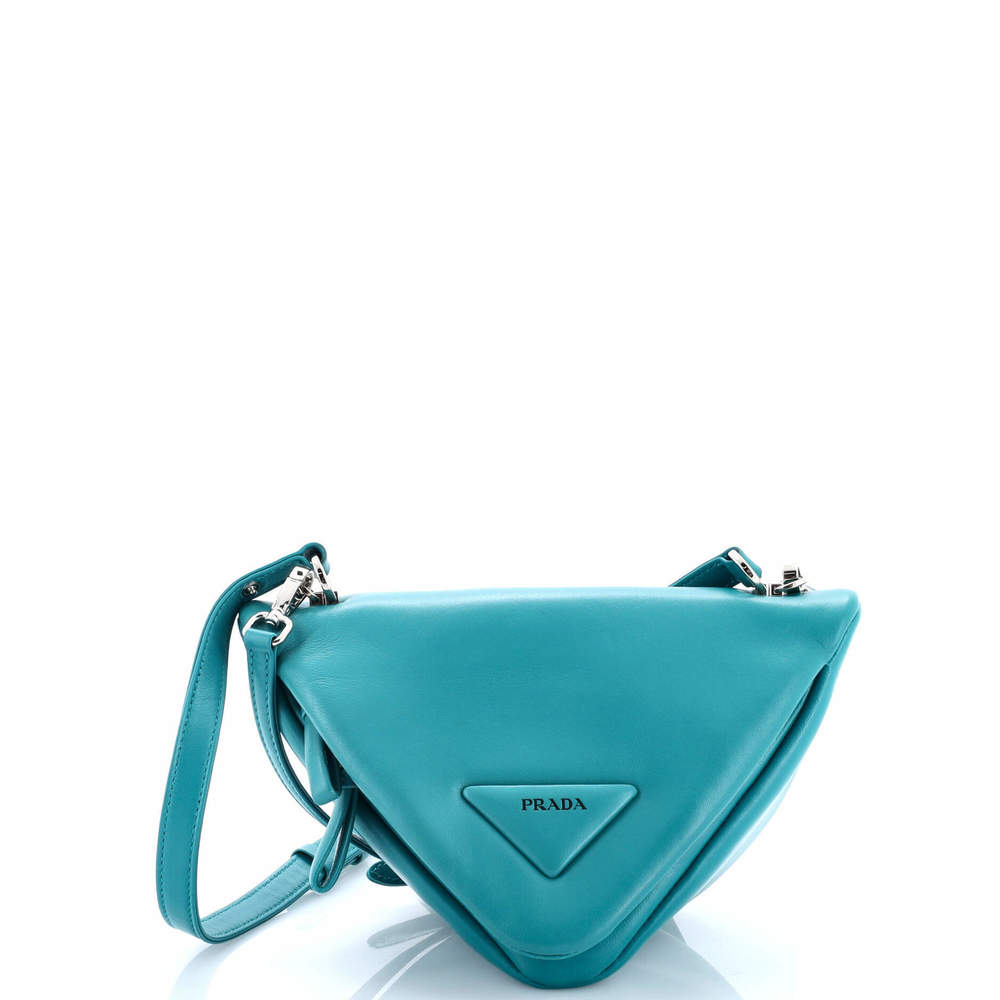 Prada Small Triangle Convertible Zip Handbag Leat… - image 1